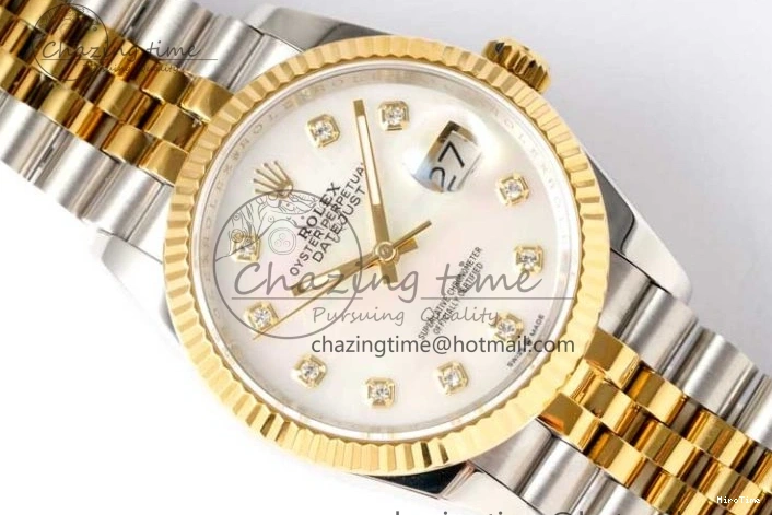 MiroTime 1221 GoodFit DateJust 36 SS YG DIWF 1:1 Best Edition 904L Steel White MOP Diamonds Dial on Jubilee Bracelet SA 2324